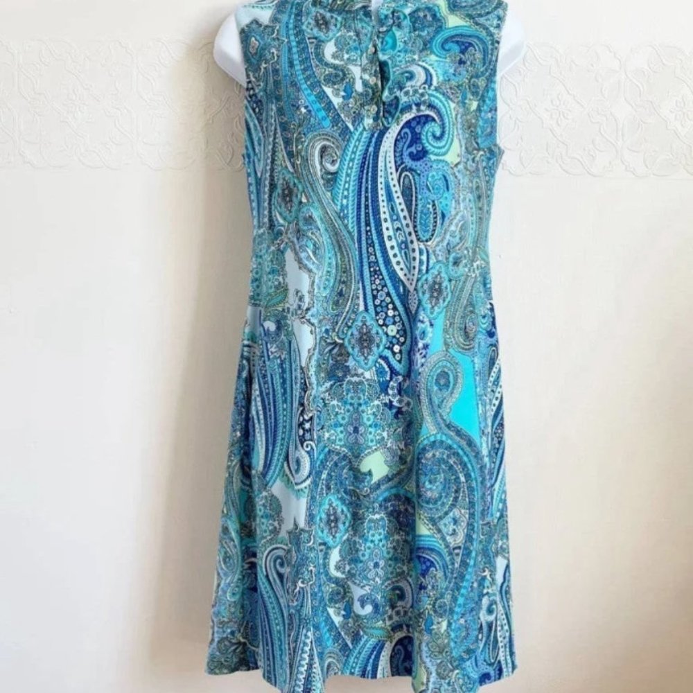 Blue Paisley Pull on Dress